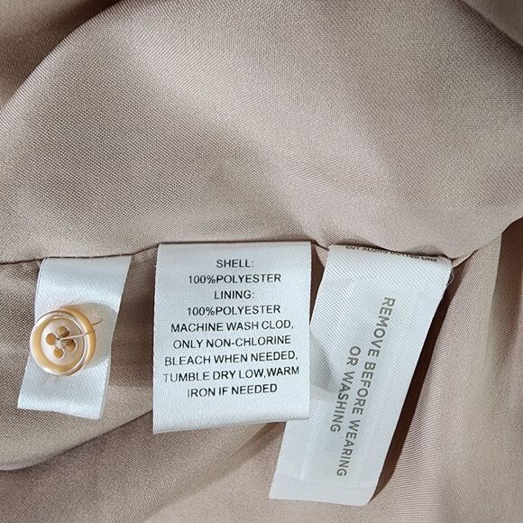 Ann Taylor LOFT Dress Size 0 Tan Ruffles Scoop Neck Pockets Tie Waist Sleeveless - Picture 9 of 11